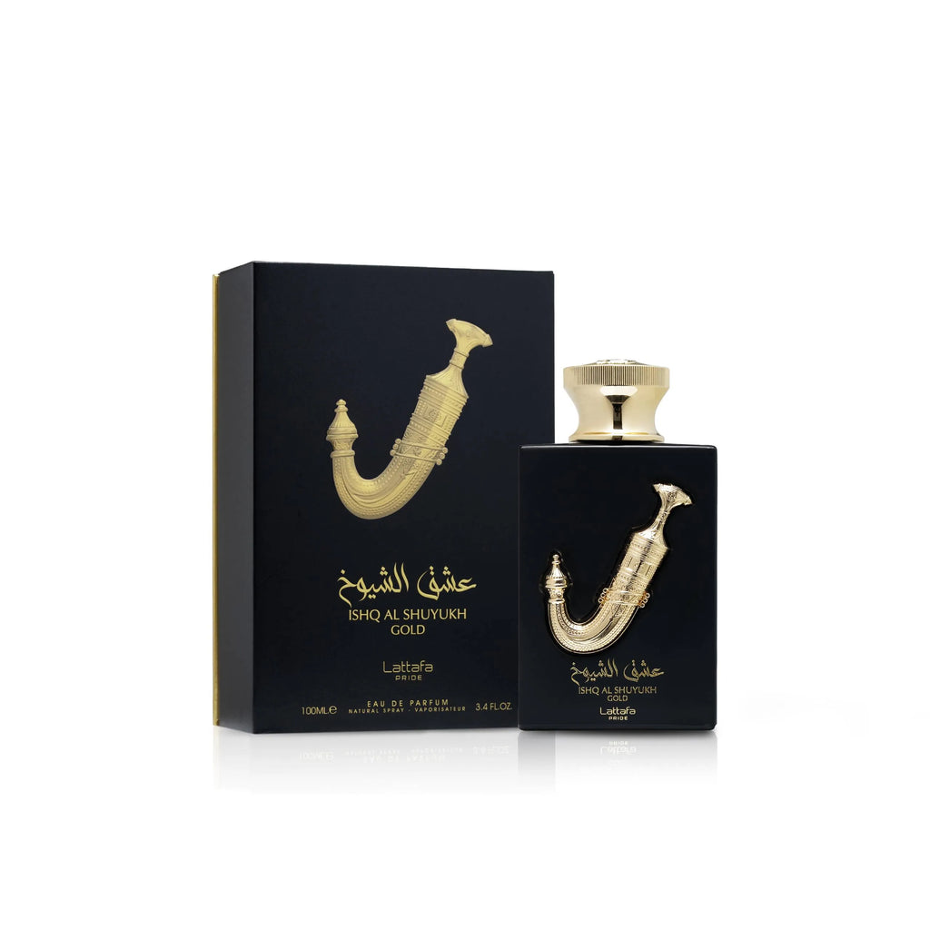 Ishq Al Shuyukh Gold Lattafa Pride زجاجة ذهبية