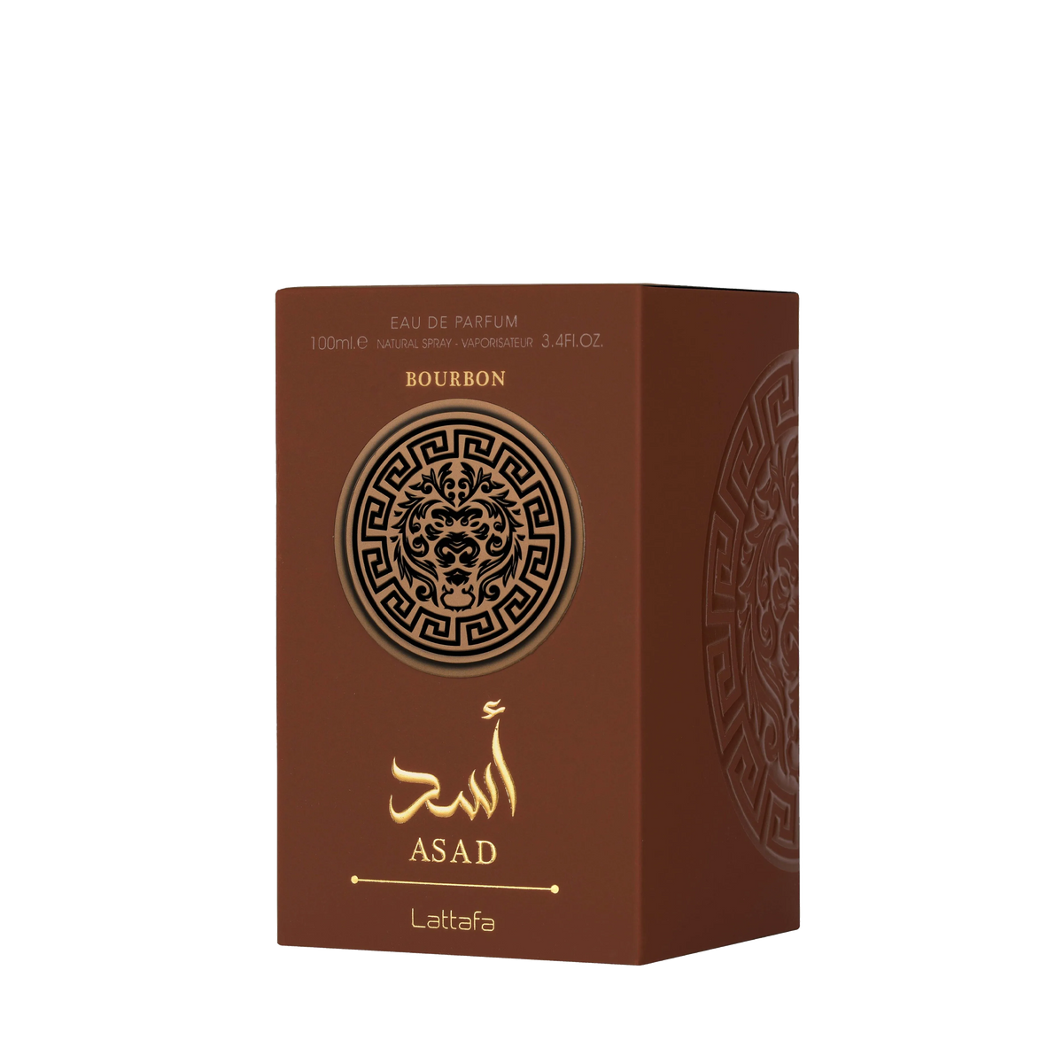 Lattafa Asad Bourbon ويسكي وتوابل وخشب — الحرمين مصر